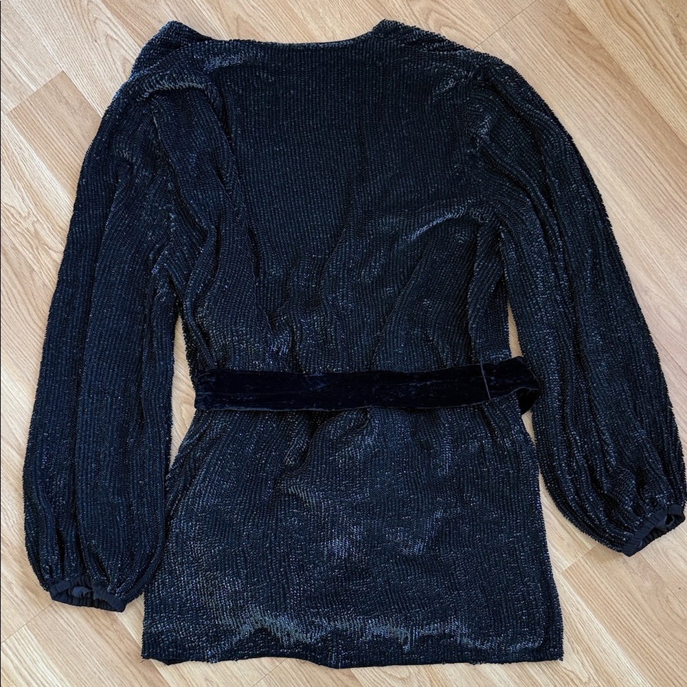 Retrofete Gabrielle Robe Mini Dress Long Sleeve Sequin Size Large Luxe Designer - Picture 9 of 10
